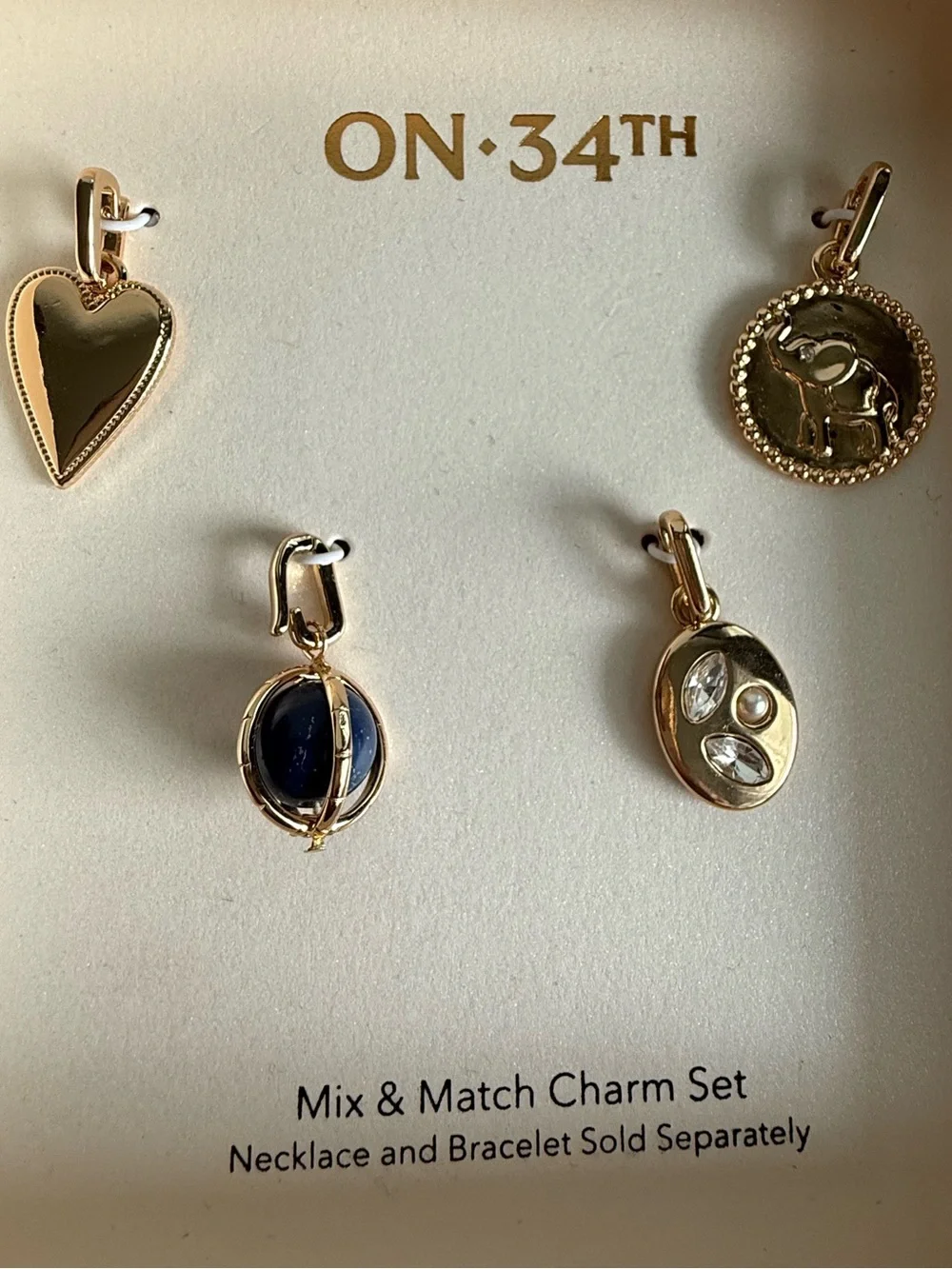 ON 34TH Gold Mix & Match Charm Set — Blue and Clear Accents